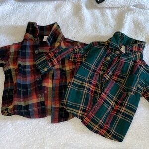 2 Oldnavy plaid shirts, size 3-6 months